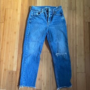 Old Navy Women's Distressed Blue Straight Leg Jeans